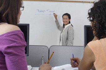 女学生快乐老师写作白板教室