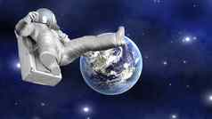 宇航员浮动地球