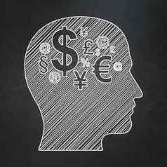 金融概念头金融象征黑板背景