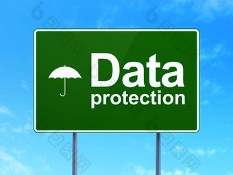 安全概念数据保护伞路标志背景