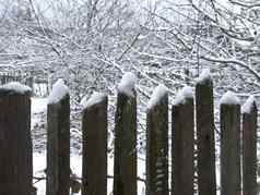 木栅栏雪