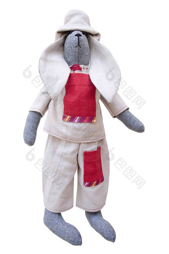 孤立的手工制作的娃娃兔子朴素的夹克裤子<strong>痘</strong>痕