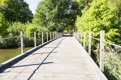 木桥绿色花园下午
