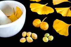 银杏叶子水果砂浆