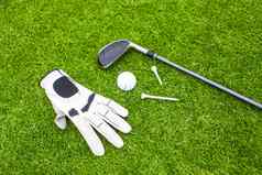 高尔夫球设备绿色草