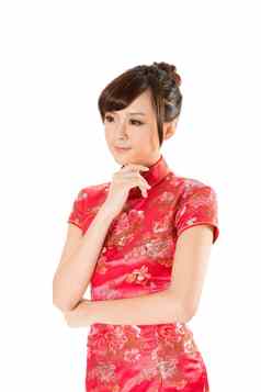 中国人女人衣服传统的旗袍