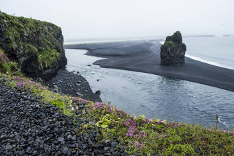 黑色的火山沙子南海岸<strong>冰岛</strong>