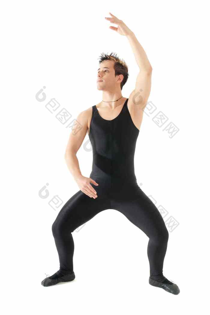年轻的男人跳舞芭蕾舞孤立的白色背景