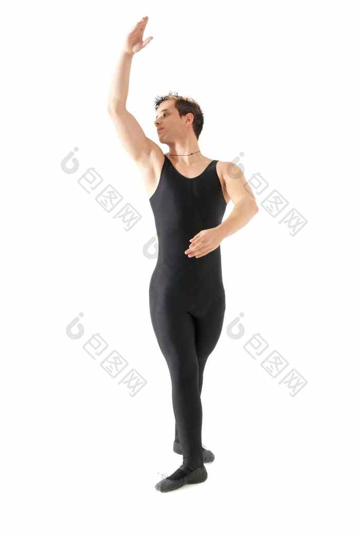 年轻的男人跳舞芭蕾舞孤立的白色背景