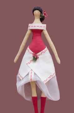 fs-handmade孤立的娃娃女孩乌克兰人风格衣服
