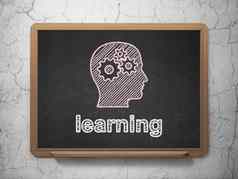 教育概念头齿轮学习黑板背景
