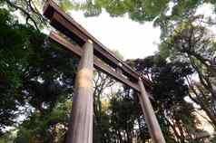 鸟居门站入口明治神宫神社东京