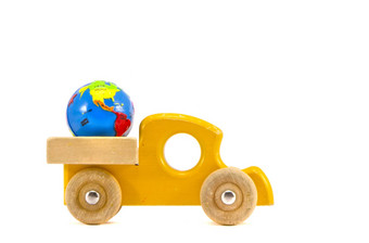 木车玩具地球全球象征孤立的白色