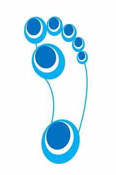 足迹足底脚跟踪蓝色的白色表面脚椭圆形shapefoot打印标志图标蓝色的