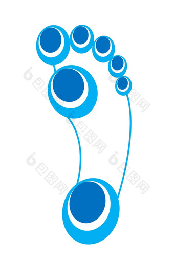 足迹足底脚跟踪蓝色的白色表面脚<strong>椭圆</strong>形shapefoot打印标志<strong>图标</strong>蓝色的