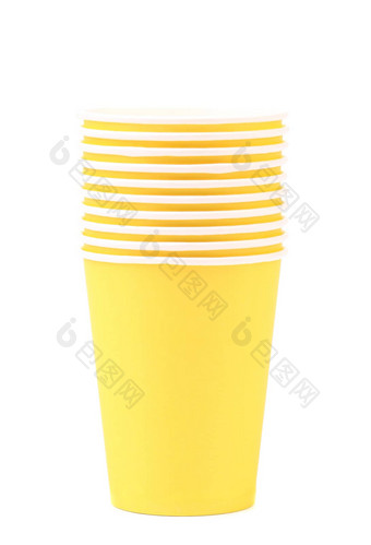黄色的色彩斑斓的纸咖啡杯