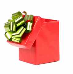 打开红色的礼物盒子弓