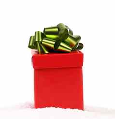 红色的礼物盒子green-golden弓