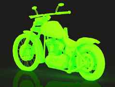 概念绿色发光的摩托车