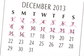 关闭白色日历页面12月