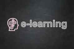 教育概念头齿轮电子学习黑板背景