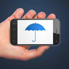 隐私概念伞智能手机
