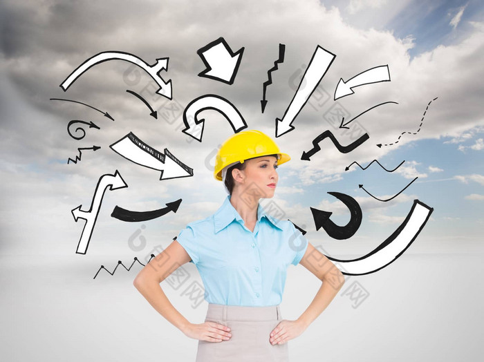 复合图像有吸引力的架构师摆姿势图片-包图网企业站