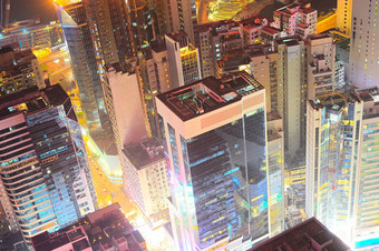 晚上视图在香港香港市中心
