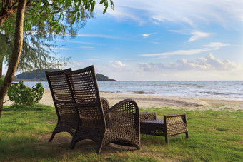 海滩椅子沙子海滩放松