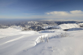 雪坡<strong>一流</strong>的全景视图