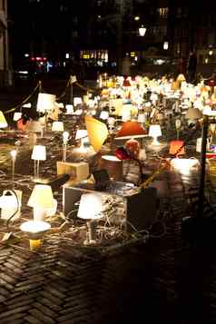 阿姆斯特丹荷兰艺术桌子上灯灯年度阿姆斯特丹光节日12月阿姆斯特丹光节日冬天光节日
