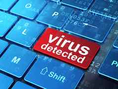 安全概念病毒检测到电脑键盘背景