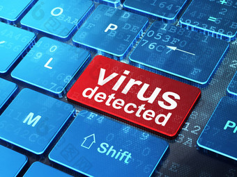 安全概念病毒检测到电脑键盘背景