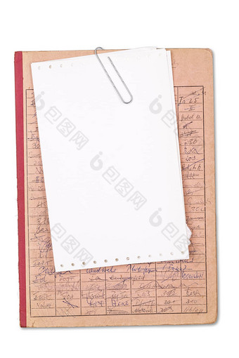 古董红色的记录空白表纸孤立的一点点