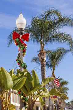 圣诞节花环街光灯笼装饰文图拉加州