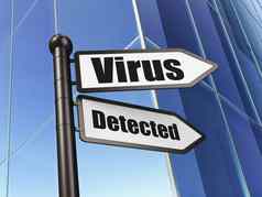 安全概念标志病毒检测到建筑背景