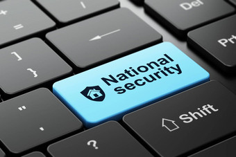 隐私概念盾国家安全电脑键盘背景