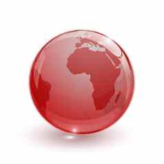 玻璃全球地球地图红色的