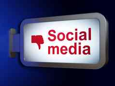 社会媒体概念社会媒体拇指广告牌背景