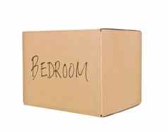 纸板盒子标志着卧室