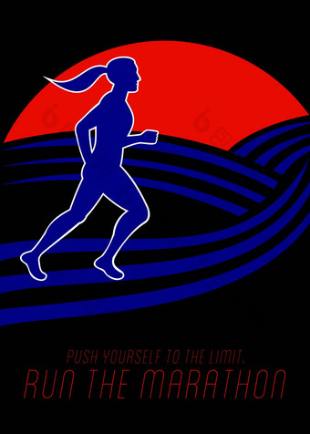 马拉松跑步者女推限制海报