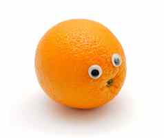 有趣的橙色水果眼睛白色背景