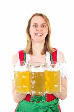 巴伐利亚女服务员服务啤酒啤酒节