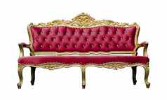 古董奢侈品红色的沙发扶手椅孤立的白色