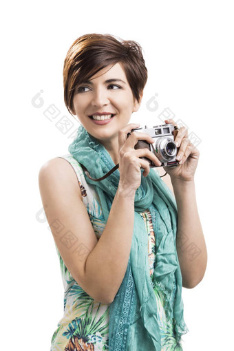 女人古董相机