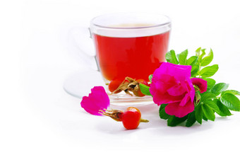 Herbal茶杯玻璃犬<strong>蔷薇花白色</strong>回来