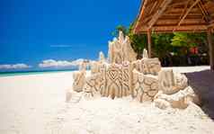 沙子城堡白色热带海滩长滩岛