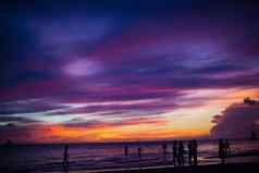 令人难以置信的色彩斑斓的日落岛长滩岛菲律宾