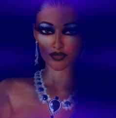 优雅的女人珠宝黑暗蓝色的梯度背景