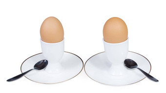 鸡蛋勺子白色背景